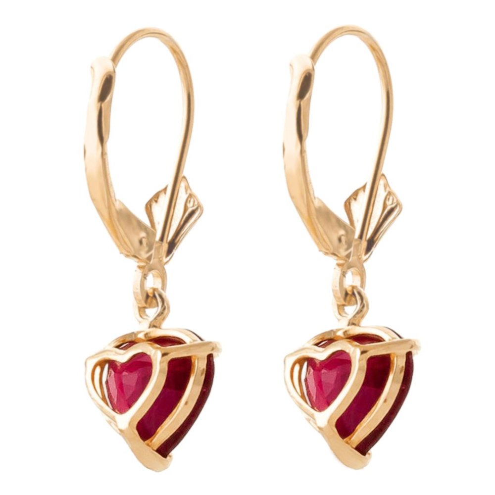 14K.SOLID GOLD LEVERBACK EARRING WITH RUBIES - Picture 4 of 7